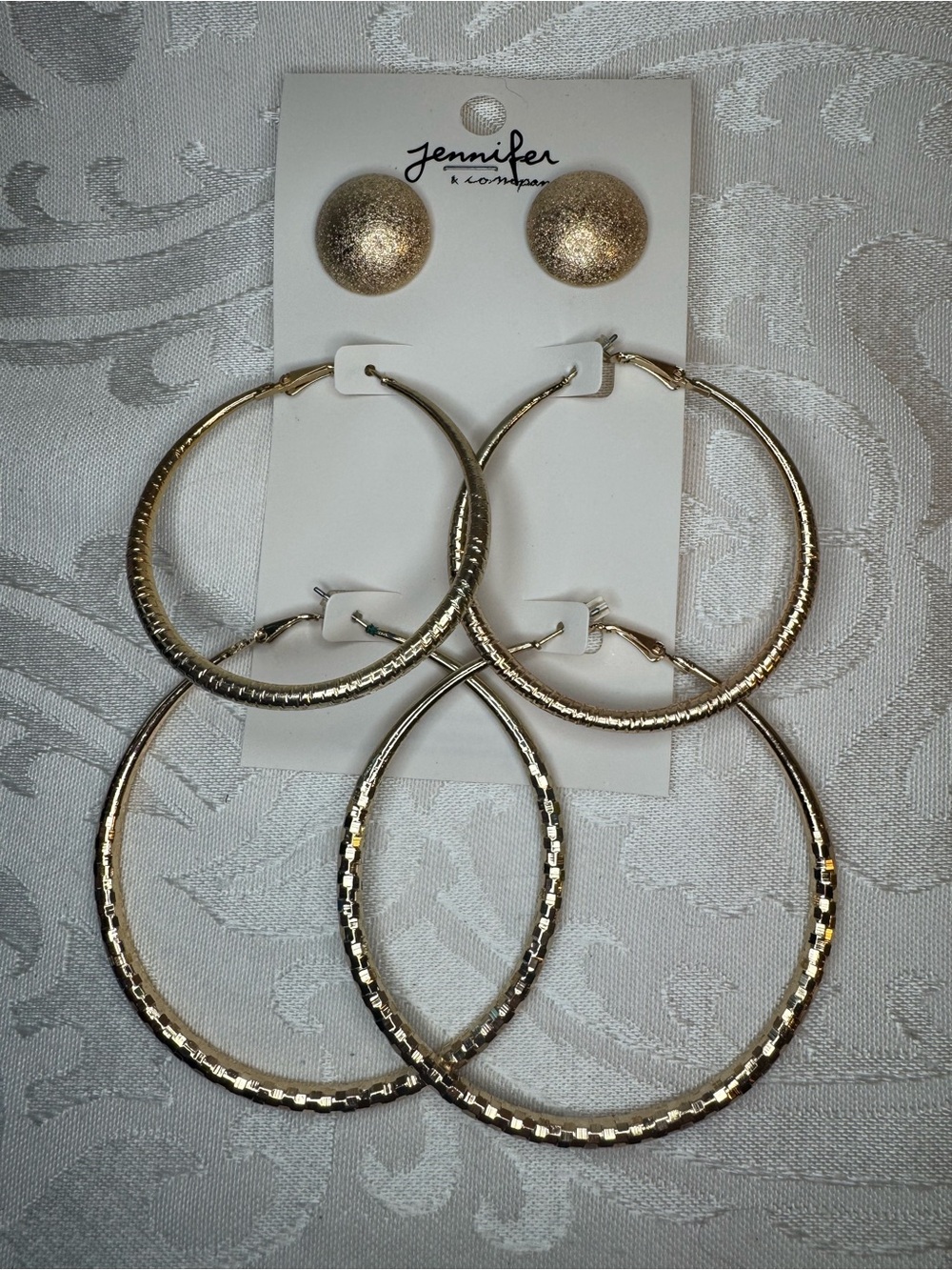New Jennifer & Company Gold Tone circle and Hoop Earring Set - 3 Pair